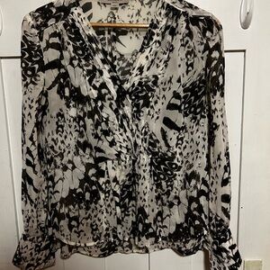 AllSaints Black and White Abstract Print Blouse
